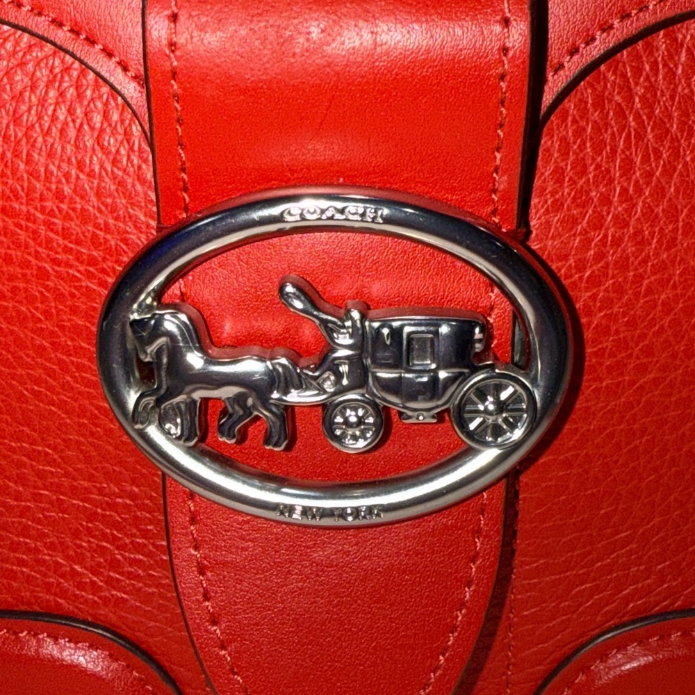 Valentines Coach Georgie Gem Cherry 🍒 Red Bright Poppy Crossbody Bag Purse 5503 - Picture 3 of 16